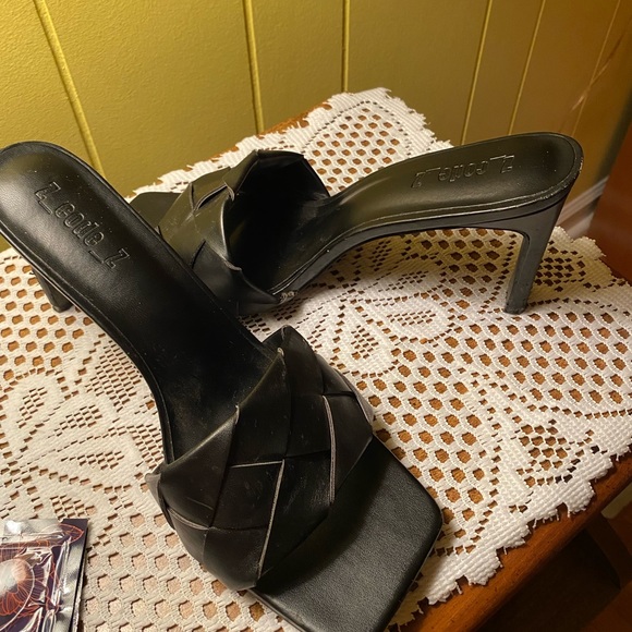 Z_code_Z Vegan Leather Woven Heeled Mule in Black size 7 - Picture 2 of 4